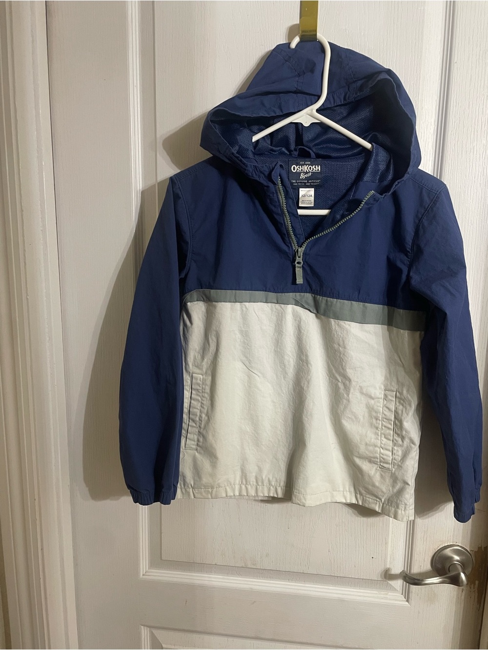 OshKosh B'gosh Navy, White & Gray Hooded Pullover Jacket